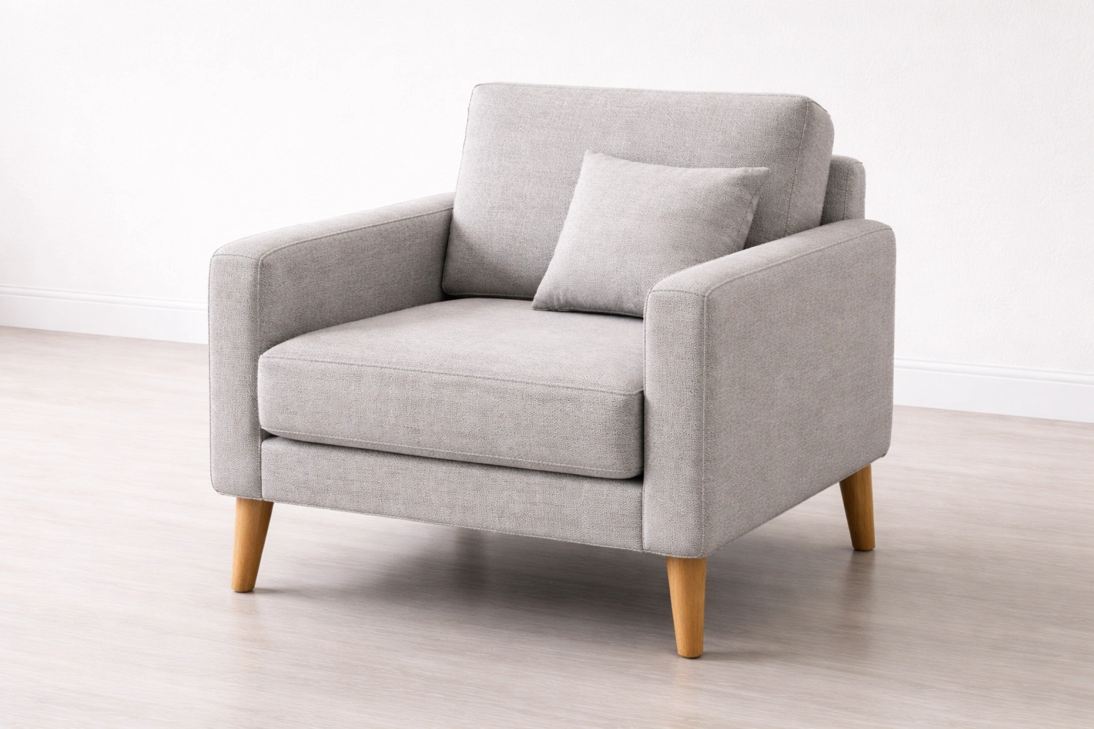 Diagram showing parts of a 1 seater sofa: seat, backrest, armrests, legs