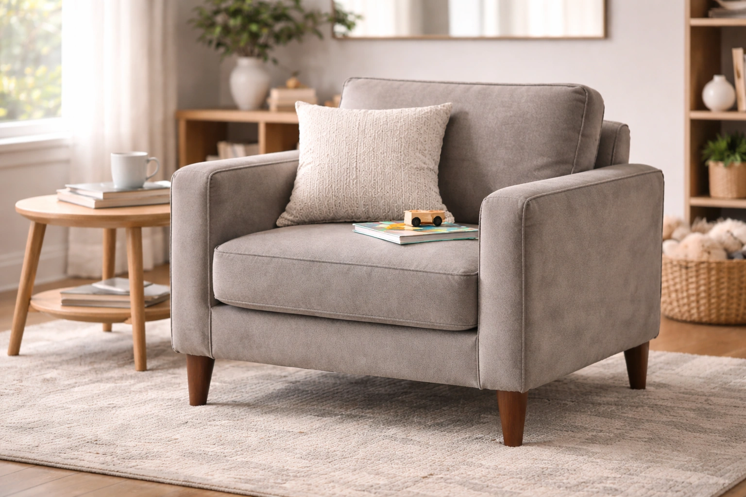 Microfiber 1 seater sofa in a family living room