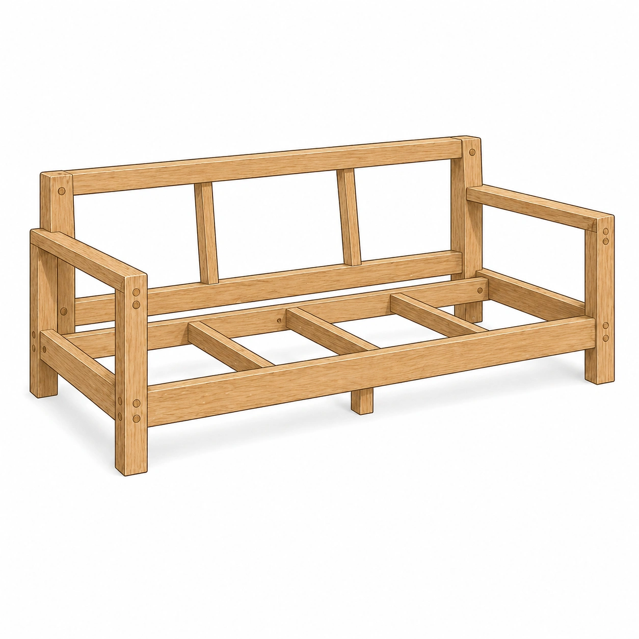 Solid wood sofa frame construction