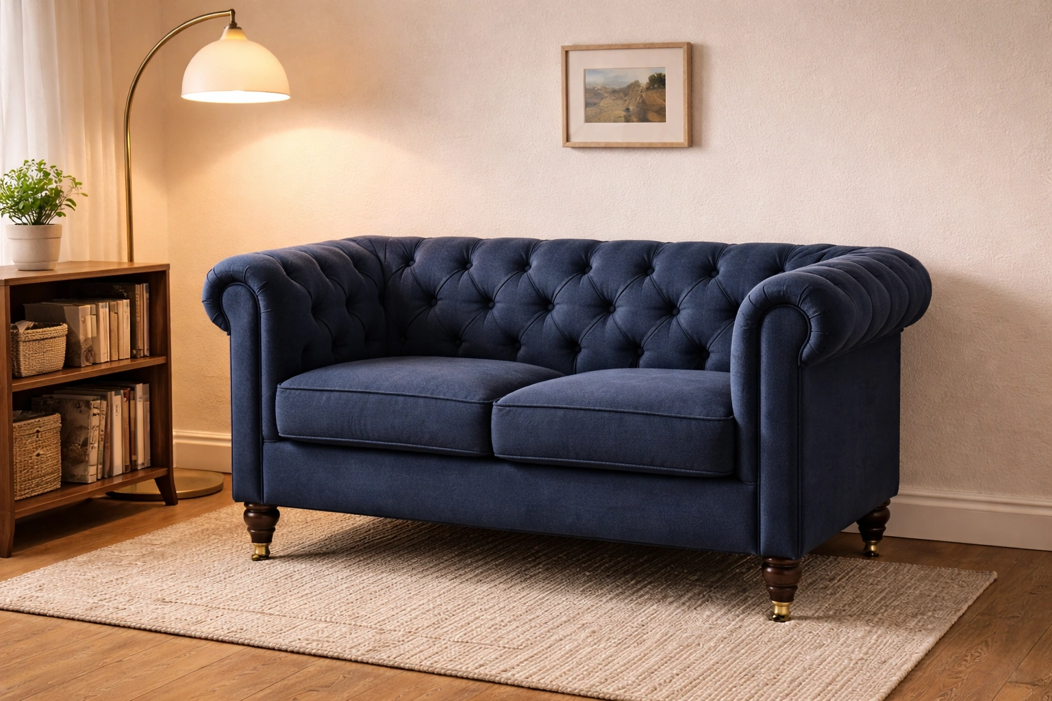 Compact Chesterfield loveseat for small spaces