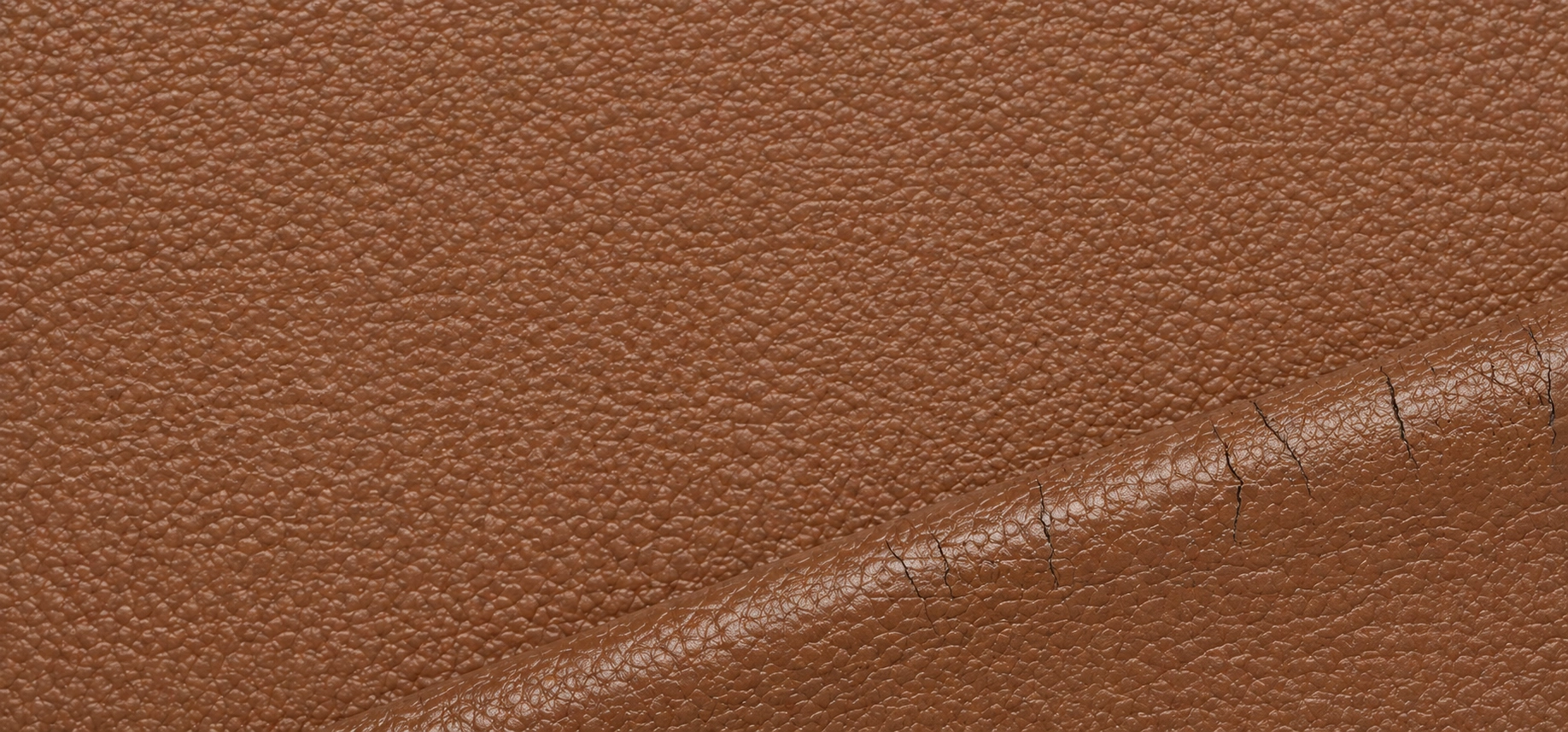Corrected grain leather showing embossed artificial grain pattern and uniform pigment coating