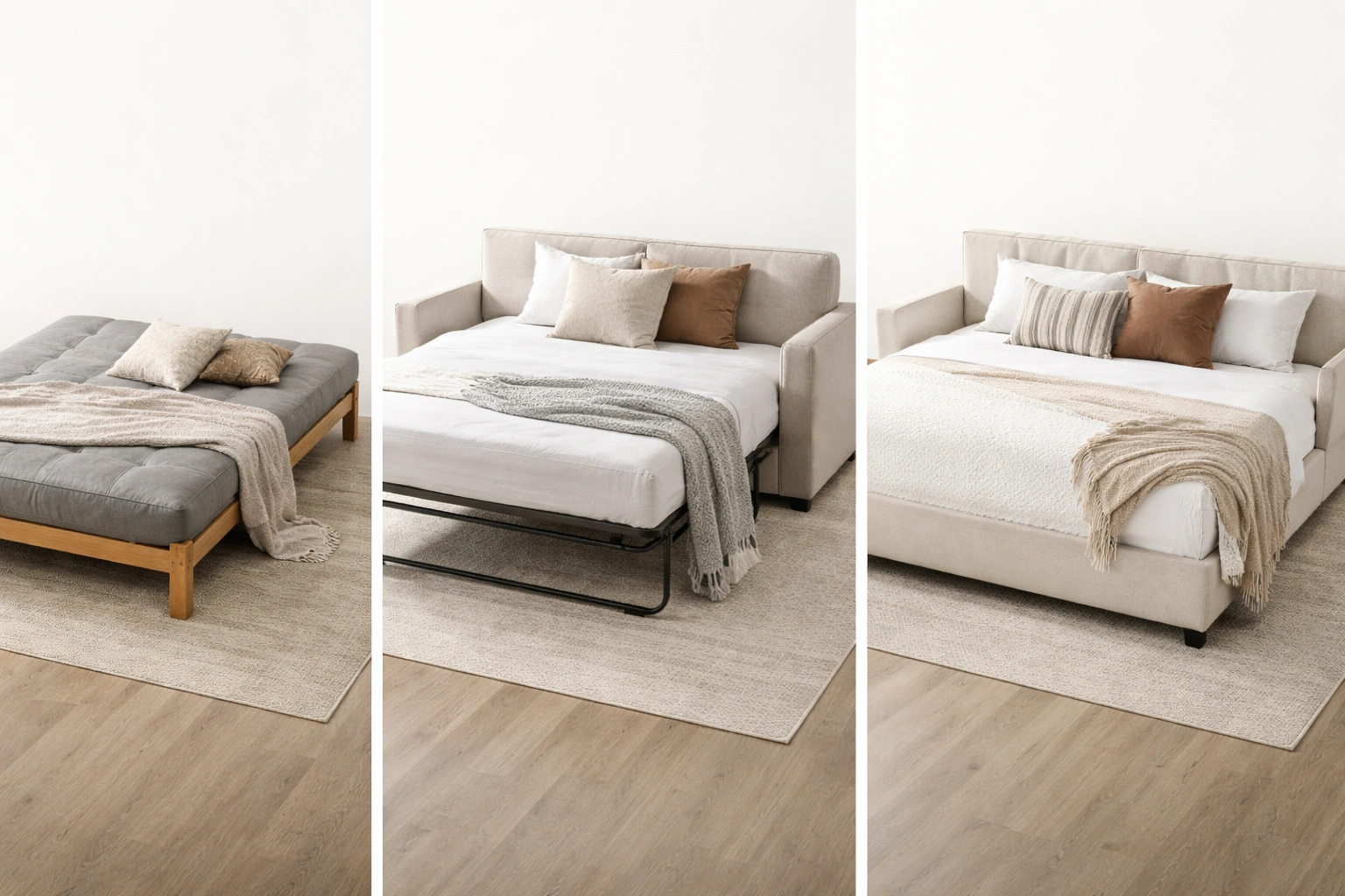 Comparison of futon sofa, sleeper sofa, and daybed