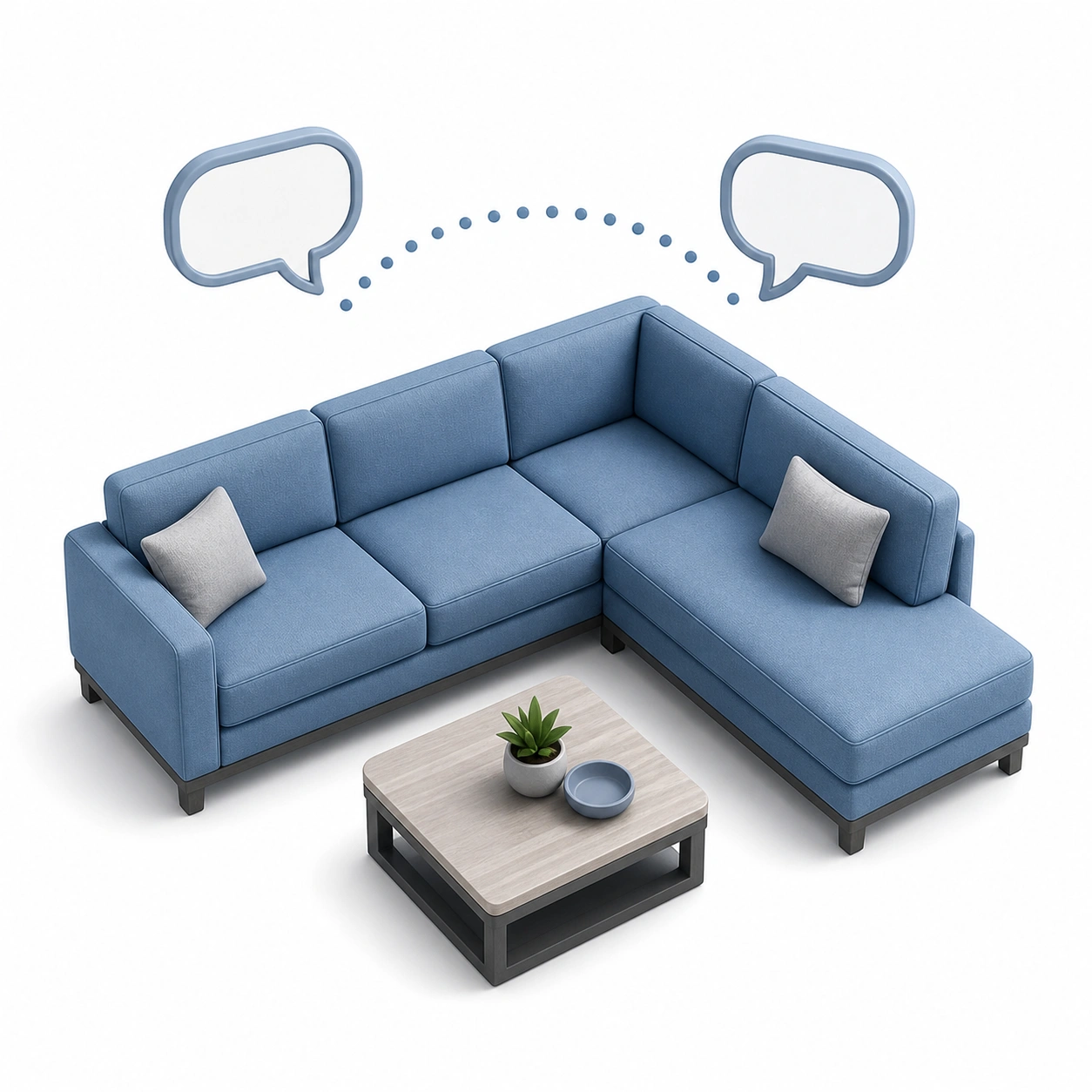Conversation-friendly sofa layout