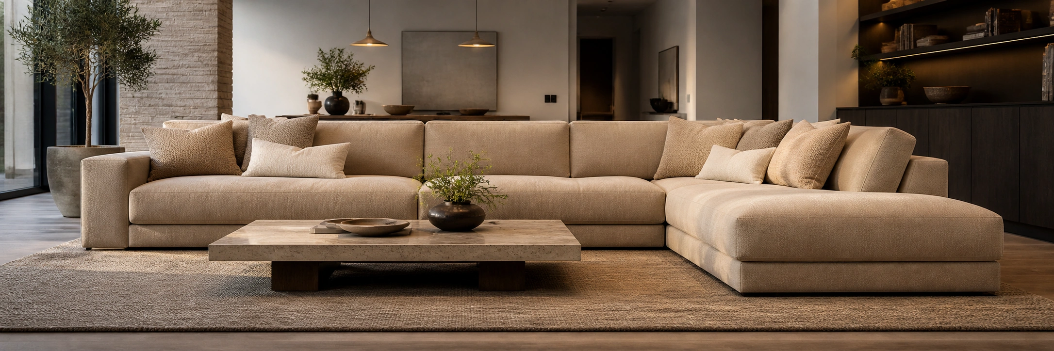 L-shaped sectional sofa for hosting