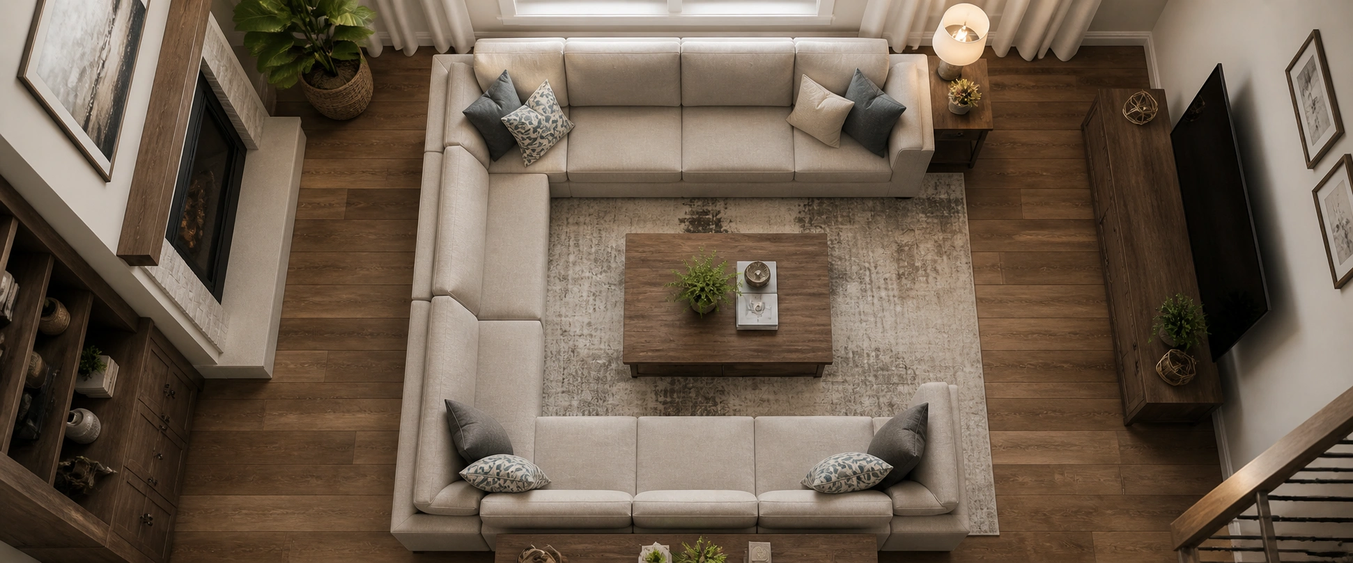 Living room layout for frequent hosting with sofa