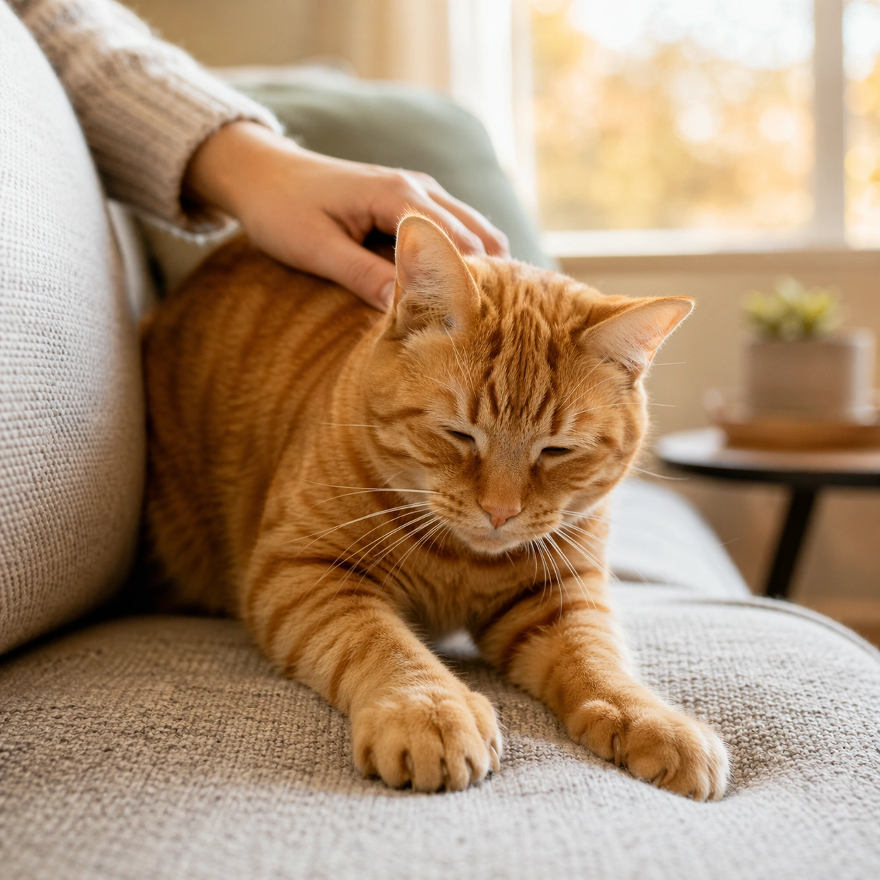 Cat sitting on a sofa