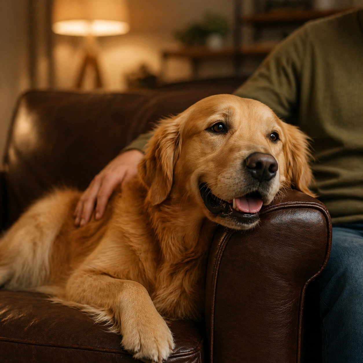 Dog resting on a sofa