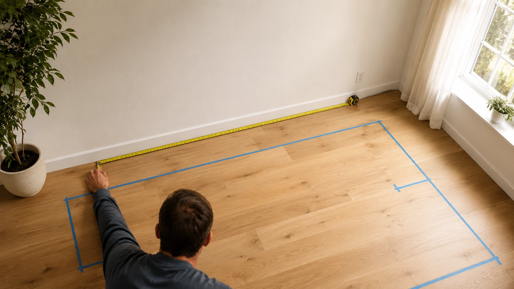 Measuring room dimensions for a sofa