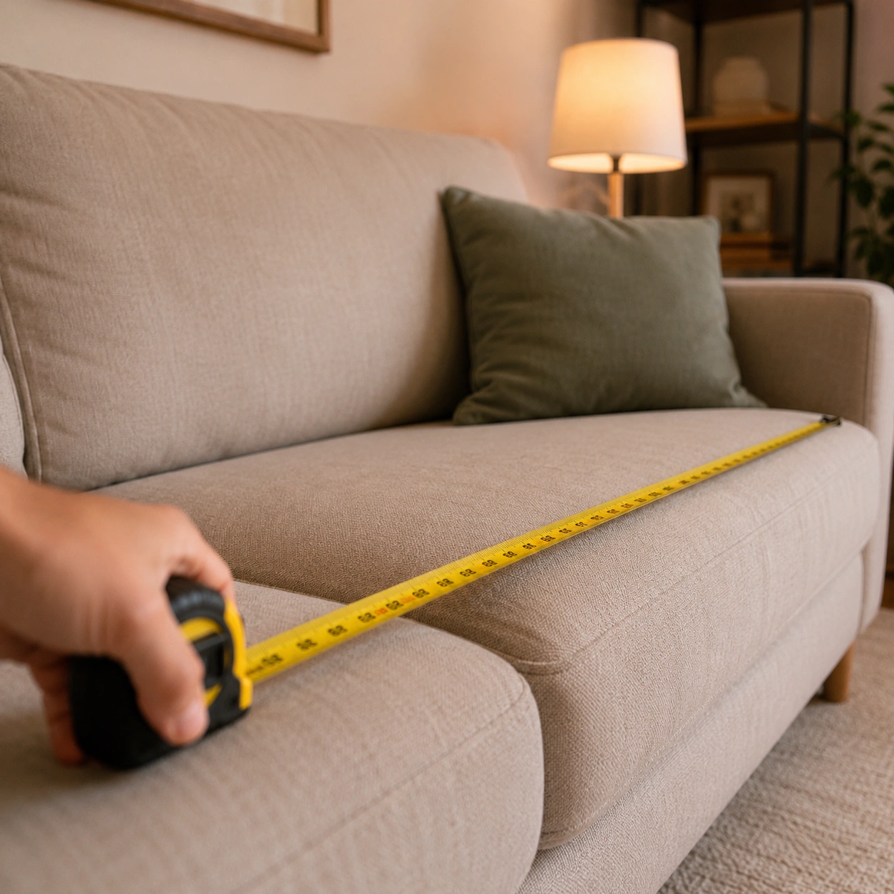Measuring room for sofa placement