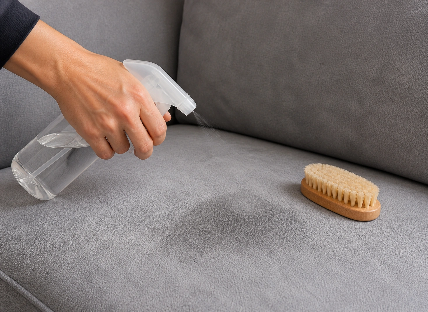 Cleaning microfiber sofa stain with rubbing alcohol solution