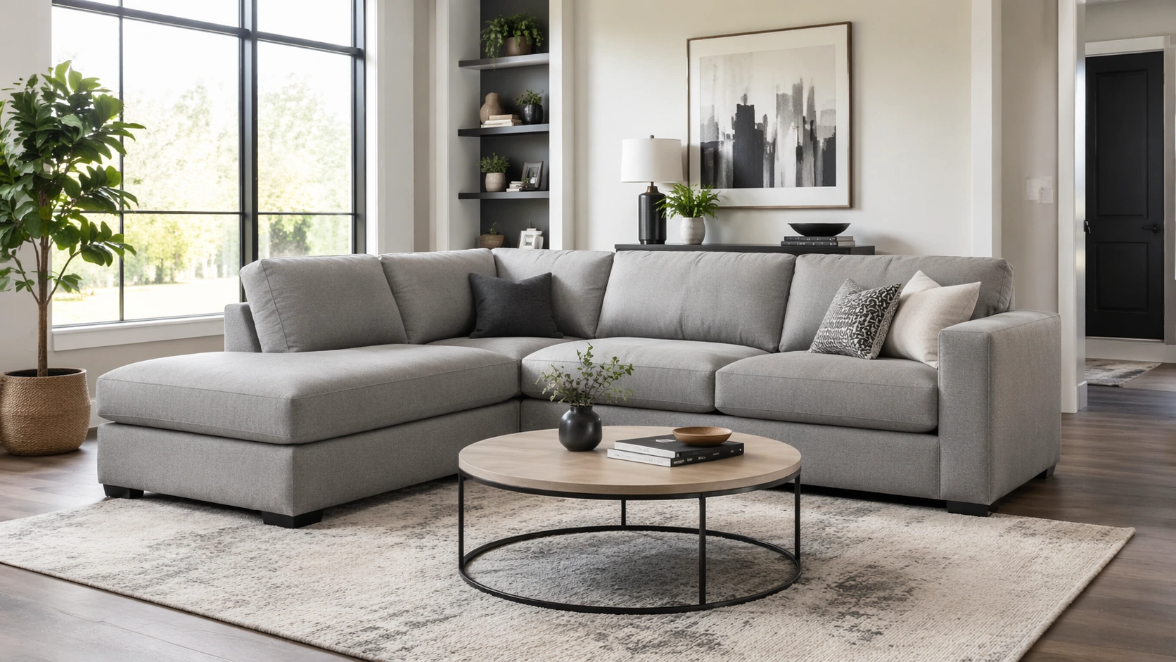 Modern sectional sofa in living room