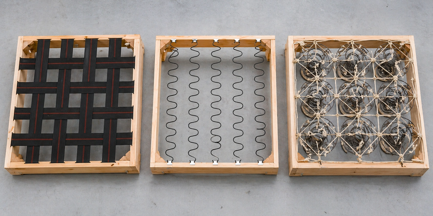 Comparison of different sofa spring systems from webbing to eight-way hand-tied