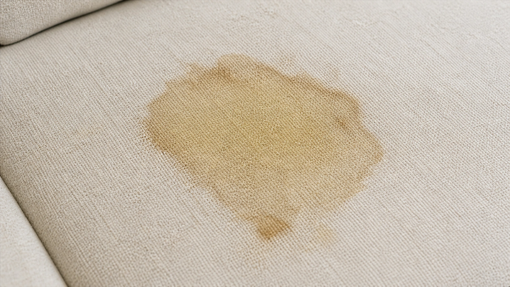 Protein-based pet stain on light colored sofa